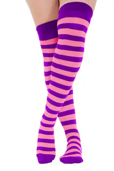 Purple and Fuchsia Pink OTK Stripe Socks