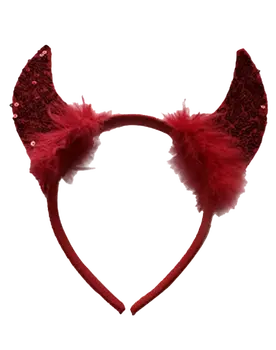 Red Sequin Devil Horns With Headband