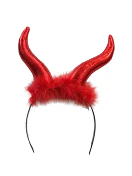 Red Horns Headband With Red Fur