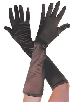Plain Satin Long Gloves Black