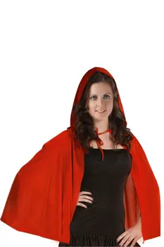 Women's Red Riding Hooded Satin Cape