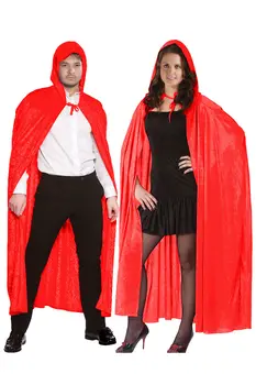 Unisex Red Satin Hooded Cape