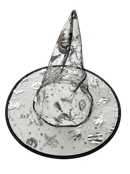 Black Witch Hat with Silver Halloween Prints