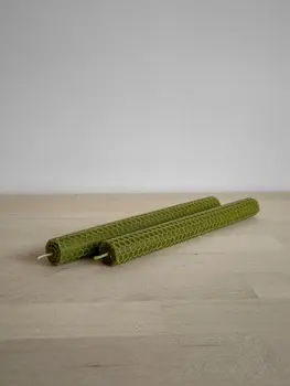 Honeycomb rolled beeswax taper candles