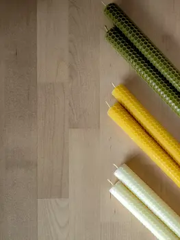 Honeycomb rolled beeswax taper candles