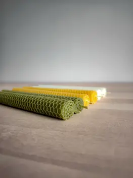 Honeycomb rolled beeswax taper candles