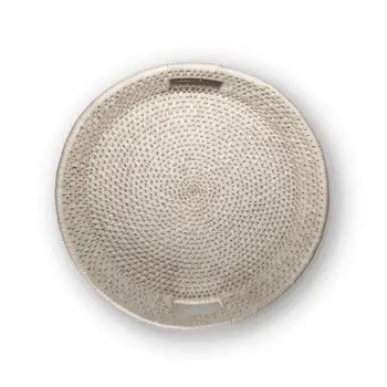 Handcrafted Woven Decor Tray Ash White Decor Tray