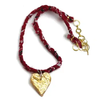 Upcycled Bandana Heart Necklace
