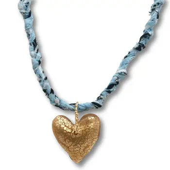 Upcycled Bandana Heart Necklace