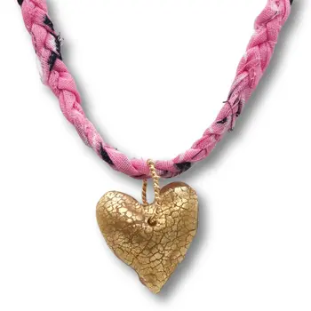 Upcycled Bandana Heart Necklace