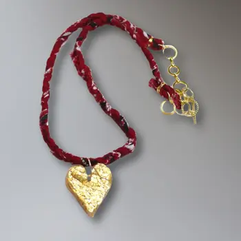 Upcycled Bandana Heart Necklace