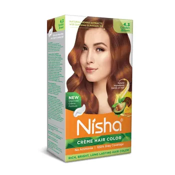 Nisha Creme Hair Color for Women and Men - Flame Red, 120gm, Long-lasting, 100% Grey Coverage Permanent Hair Colour