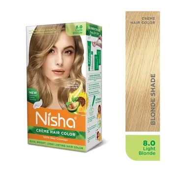 Nisha Creme Hair Color for Women and Men - Light Blonde, 120gm, Long-lasting, 100% Grey Coverage Permanent Hair Colour