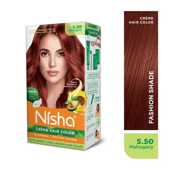 Nisha Creme Hair Color for Women and Men - Wine Burgundy, 120gm, Long-lasting, 100% Grey Coverage Permanent Hair Colour