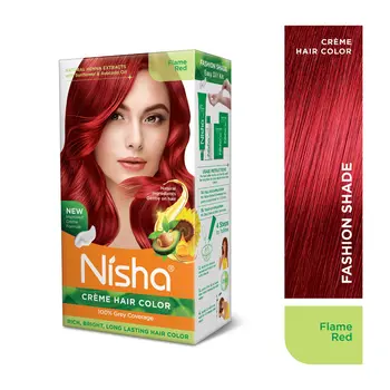 Nisha Creme Hair Color for Women and Men - Flame Red, 120gm, Long-lasting, 100% Grey Coverage Permanent Hair Colour