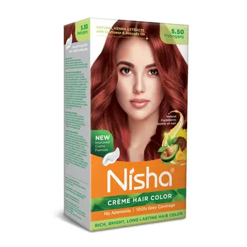 Nisha Creme Hair Color for Women and Men - Wine Burgundy, 120gm, Long-lasting, 100% Grey Coverage Permanent Hair Colour