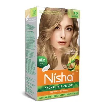 Nisha Creme Hair Color for Women and Men - Light Blonde, 120gm, Long-lasting, 100% Grey Coverage Permanent Hair Colour