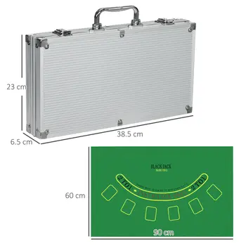 Poker Chips Set, 300PCS with Mat, Chips, 2 Card Decks, Dealer Button, 5 Dice for Casino Night | SPORTNOW