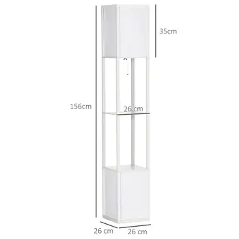 Floor Lamp with Shelves, Modern Floor Standing Lamp with Dual Ambient Light for Living Room, Bedroom in White | HOMCOM