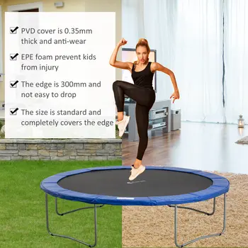 Safety Trampoline Pad, 13ft Surround Foam Padding, Outdoor Activity Protection, Blue and Green