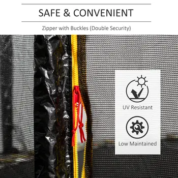 13ft Trampoline Enclosure Net, Safety Barrier, Durable Mesh, Outdoor Activity, Easy Assembly | HOMCOM