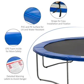 Safety Trampoline Pad, 13ft Surround Foam Padding, Outdoor Activity Protection, Blue and Green