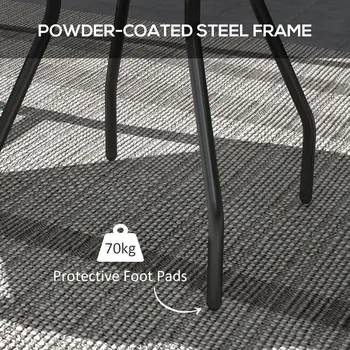 Garden Table with Tempered Glass Top, Printed Design, Steel Frame, for Porch, Multicolour | Outsunny