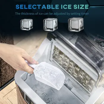 Ice Maker Machine Countertop, 20Kg in 24 Hrs, 24 Cubes Ready in 14-18Mins, Stainless Steel Ice Cube Maker, 3.2L w/ Adjustable | HOMCOM