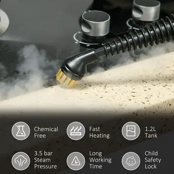 Portable Steam Cleaner for Chemical Free Cleaning, 3.5bar Multi-purpose Steamer w/ 13 Pieces Accessory, Steam Mop for Kitchen by HOMCOM
