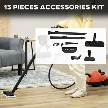 Portable Steam Cleaner for Chemical Free Cleaning, 3.5bar Multi-purpose Steamer w/ 13 Pieces Accessory, Steam Mop for Kitchen by HOMCOM