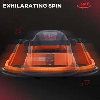 Bumper Car, 360° Rotation Spin 12V Kids Electric Car with Lights, Music, for Ages 1.5-5 Years - Orange | HOMCOM