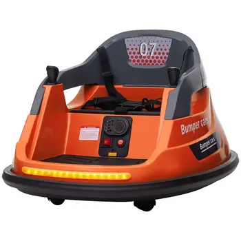Bumper Car, 360° Rotation Spin 12V Kids Electric Car with Lights, Music, for Ages 1.5-5 Years - Orange | HOMCOM