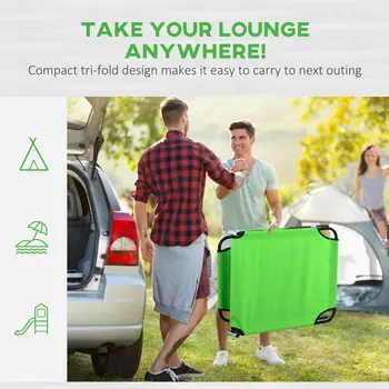 Foldable Sun Lounger Duo, Adjustable 4-Level Backrest, Comfort Pillow & Reading Slot, Easy Storage, Vibrant Green | Outsunny