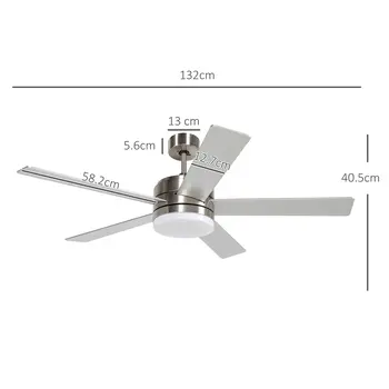 Ceiling Fan w/ Lights 5 Reversible Blades, Remote Control, for Bedroom, 5-Speed Ceiling Fan with Light for Living Room | HOMCOM