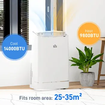 5-in-1 Portable AC Unit 14,000 BTU, with APP & Remote Control, Dehumidifier, Heater, Cooler, 24 Hour Timer, Self-evaporating System by HOMCOM