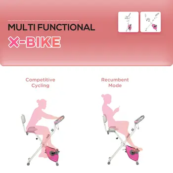 Folding Exercise Bike, 8 Level Magnetic Resistance Indoor Stationary Bike, Upright Adjustable Fitness Bike w/ Backrest Tablet Holder | HOMCOM