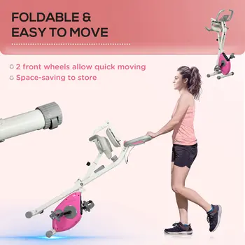 Folding Exercise Bike, 8 Level Magnetic Resistance Indoor Stationary Bike, Upright Adjustable Fitness Bike w/ Backrest Tablet Holder | HOMCOM
