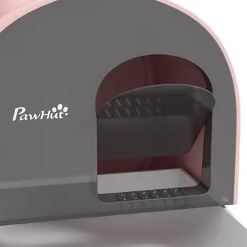 Hooded Cat Litter Box, Kitten Litter Tray, with Lid, Scoop, Filter, Flap Door, Pink | PawHut