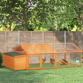 Wooden Chicken Coop with Nesting Box, Openable Roof, for 4-8 Chickens, Ducks, Orange | PawHut