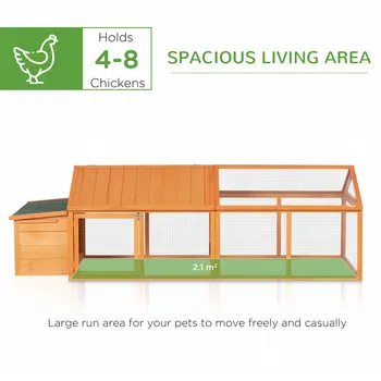 Wooden Chicken Coop with Nesting Box, Openable Roof, for 4-8 Chickens, Ducks, Orange | PawHut