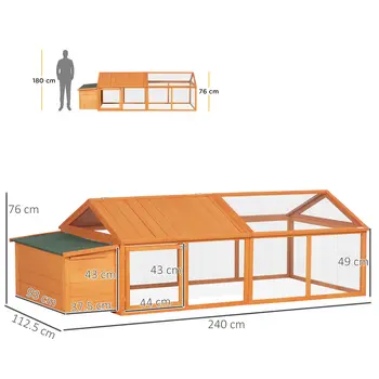 Wooden Chicken Coop with Nesting Box, Openable Roof, for 4-8 Chickens, Ducks, Orange | PawHut
