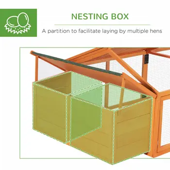 Wooden Chicken Coop with Nesting Box, Openable Roof, for 4-8 Chickens, Ducks, Orange | PawHut