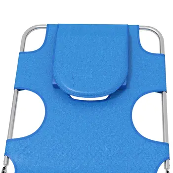 Foldable Sun Lounger Set of 2 with Reading Hole, Portable Sun Lounger with 5 Level Adjustable Backrest, Reclining Lounge Chair | Outsunny