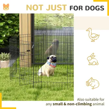8 Panel DIY Dog Pen with Door for Dogs, Small Animals, Indoor/Outdoor Use, 61cm High | PawHut