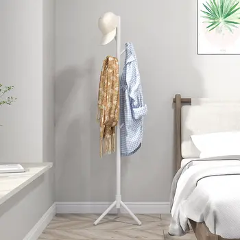 Eight-Hook Wooden Coat Rack in White | HOMCOM