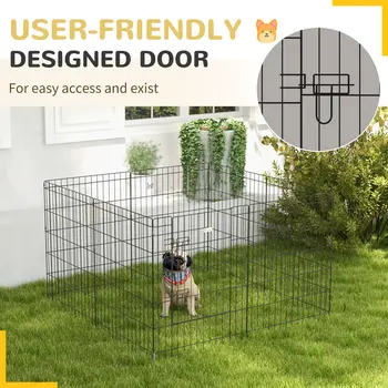 8 Panel DIY Dog Pen with Door for Dogs, Small Animals, Indoor/Outdoor Use, 61cm High | PawHut