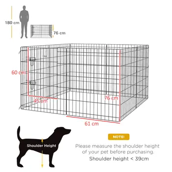 8 Panel DIY Dog Pen with Door for Dogs, Small Animals, Indoor/Outdoor Use, 61cm High | PawHut