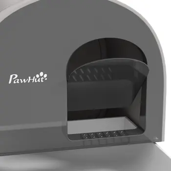 Hooded Cat Litter Box, Kitten Litter Tray, with Lid, Scoop, Filter, Flap Door, Light Grey | PawHut