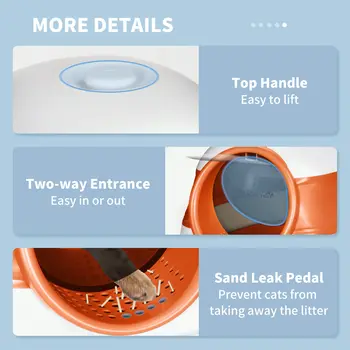 Foldable Cat Litter Tray with Lid, Deodorant, Scoop, Orange | PawHut