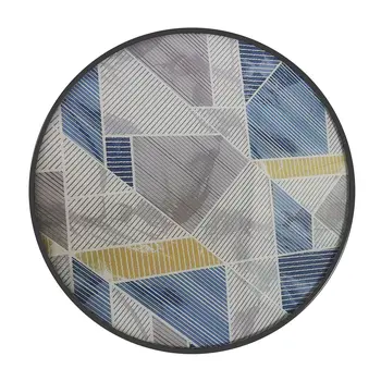 Garden Table with Tempered Glass Top, Printed Design, Steel Frame, for Porch, Multicolour | Outsunny